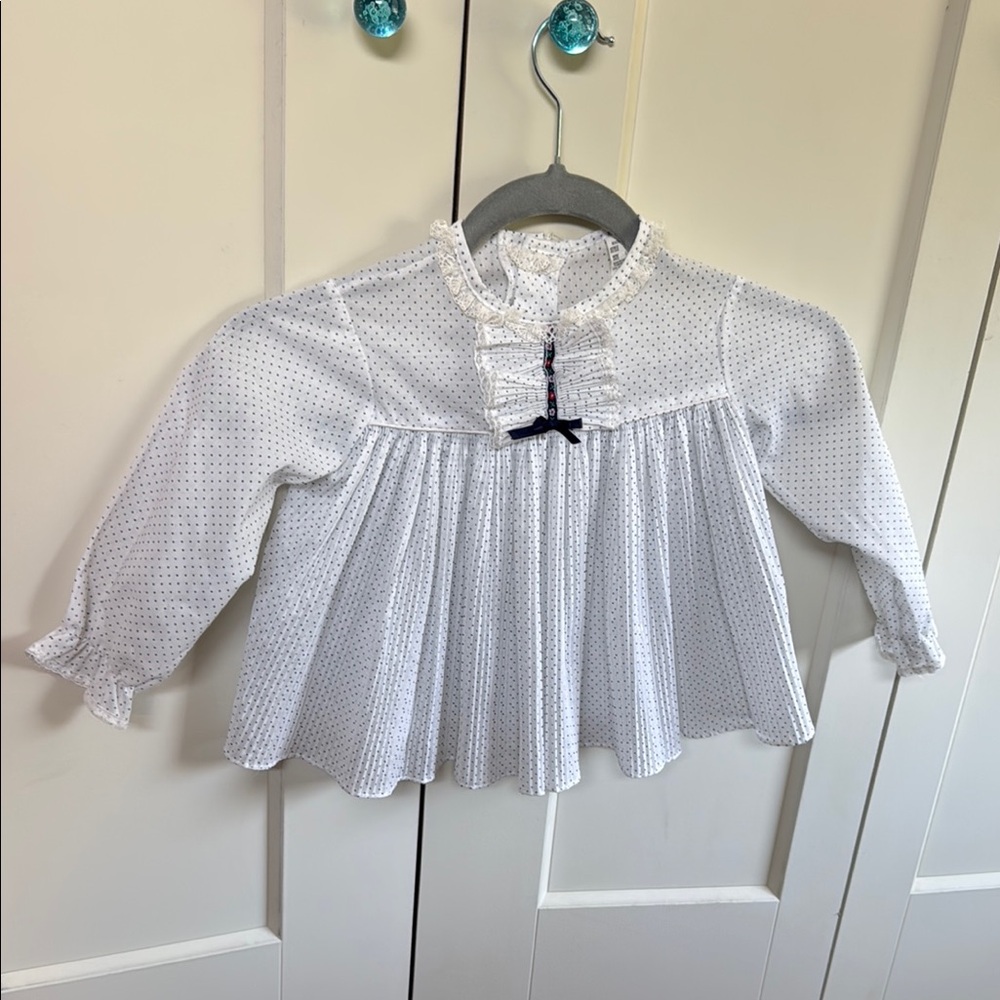 Vintage White Polka Dot Kids Top